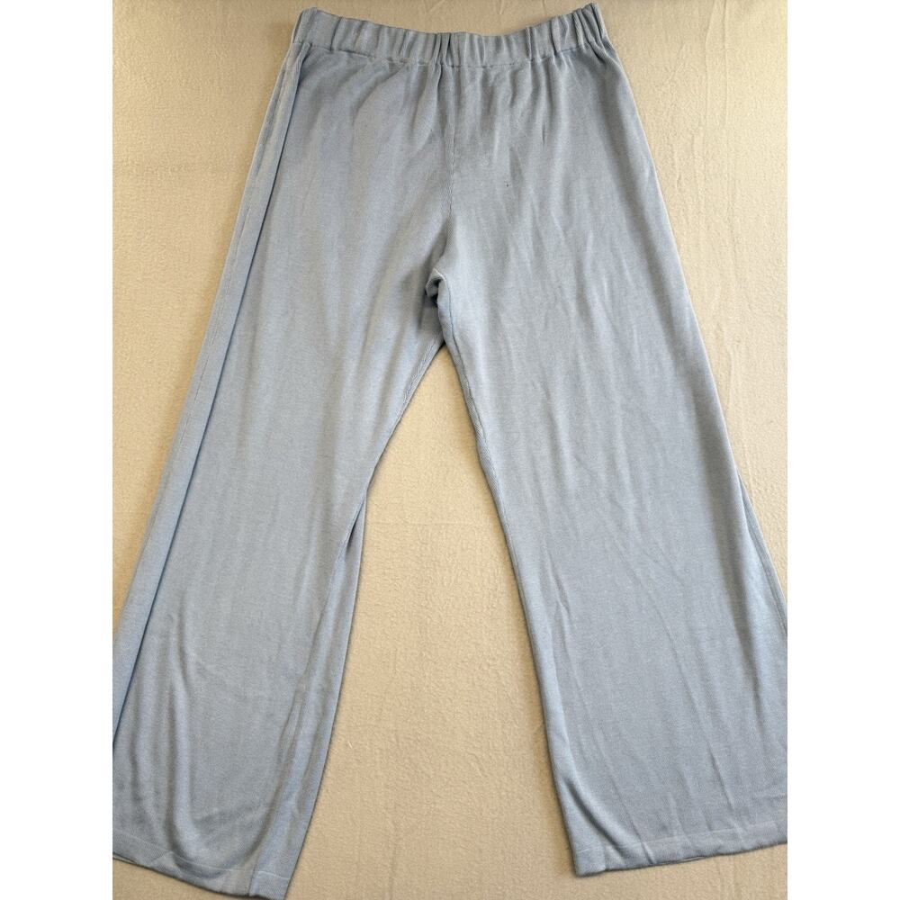 Storybook Knits Sweater Pants 1X Baby Blue Knit Elastic Waist Womens Plus HSN
